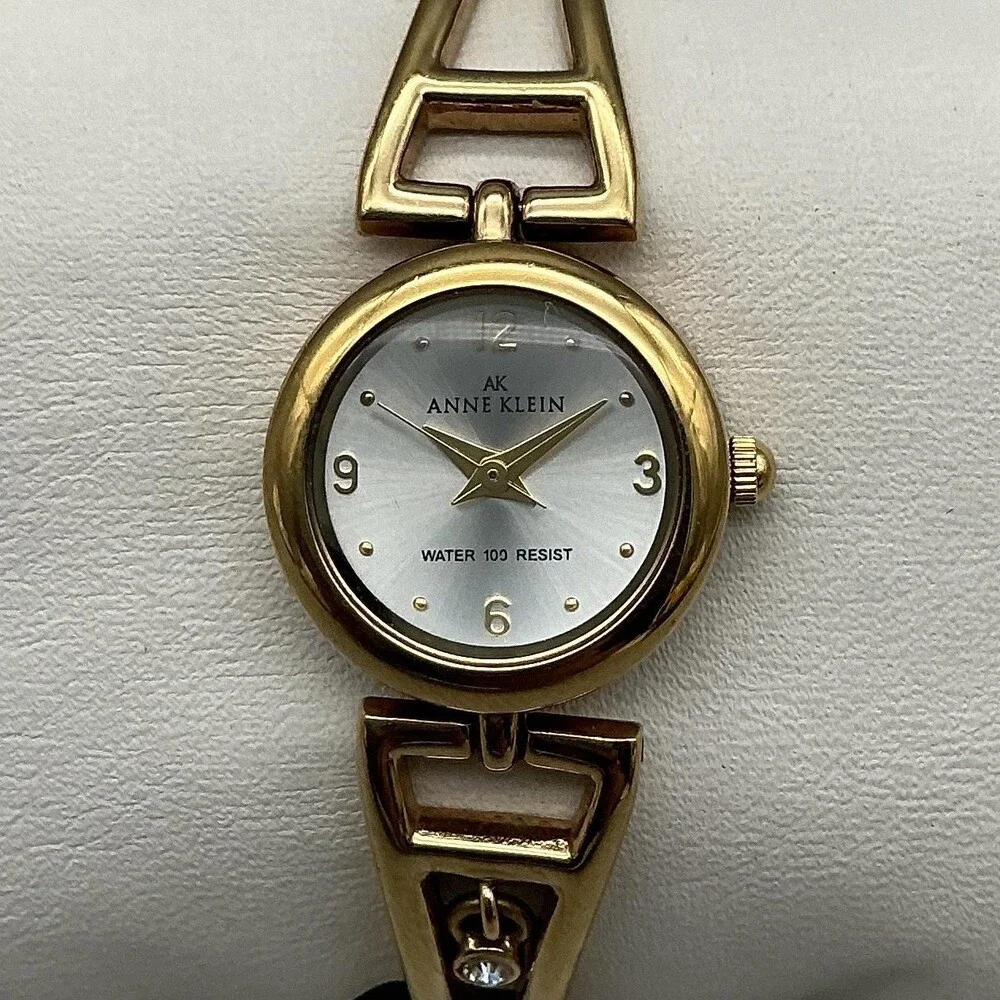 Anne Klein Womens Watch 19mm Silver Gold Tone Bangle 10/5396 New Battery 5.75